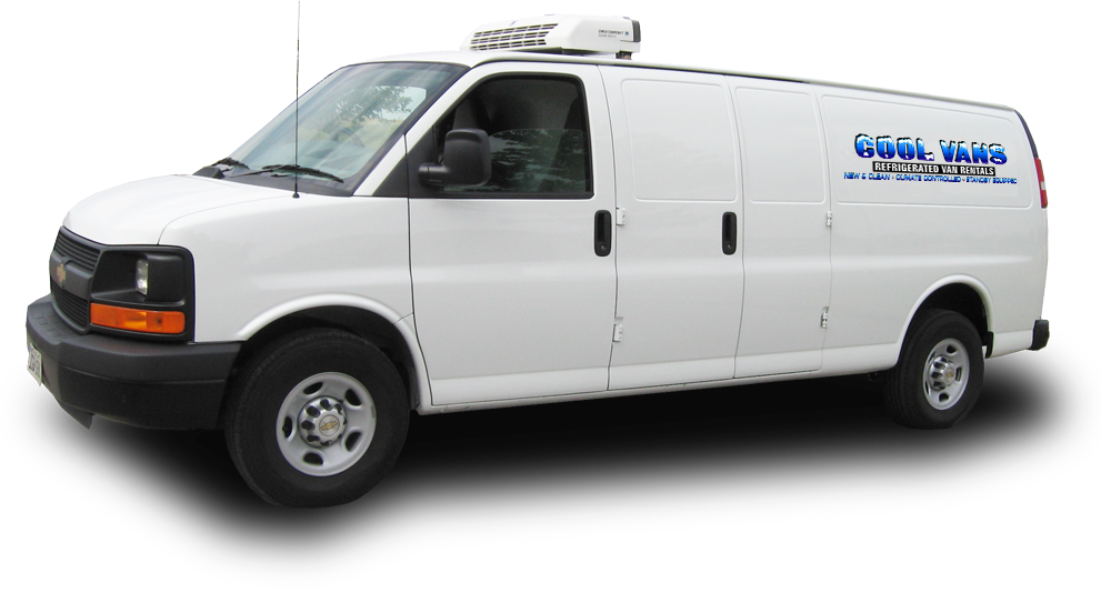 modern refrigerated van on white background A new model refrigerated van carrying climate sensitive produce